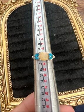 Sterling Silver Opal and Blue Topaz Accent Ring